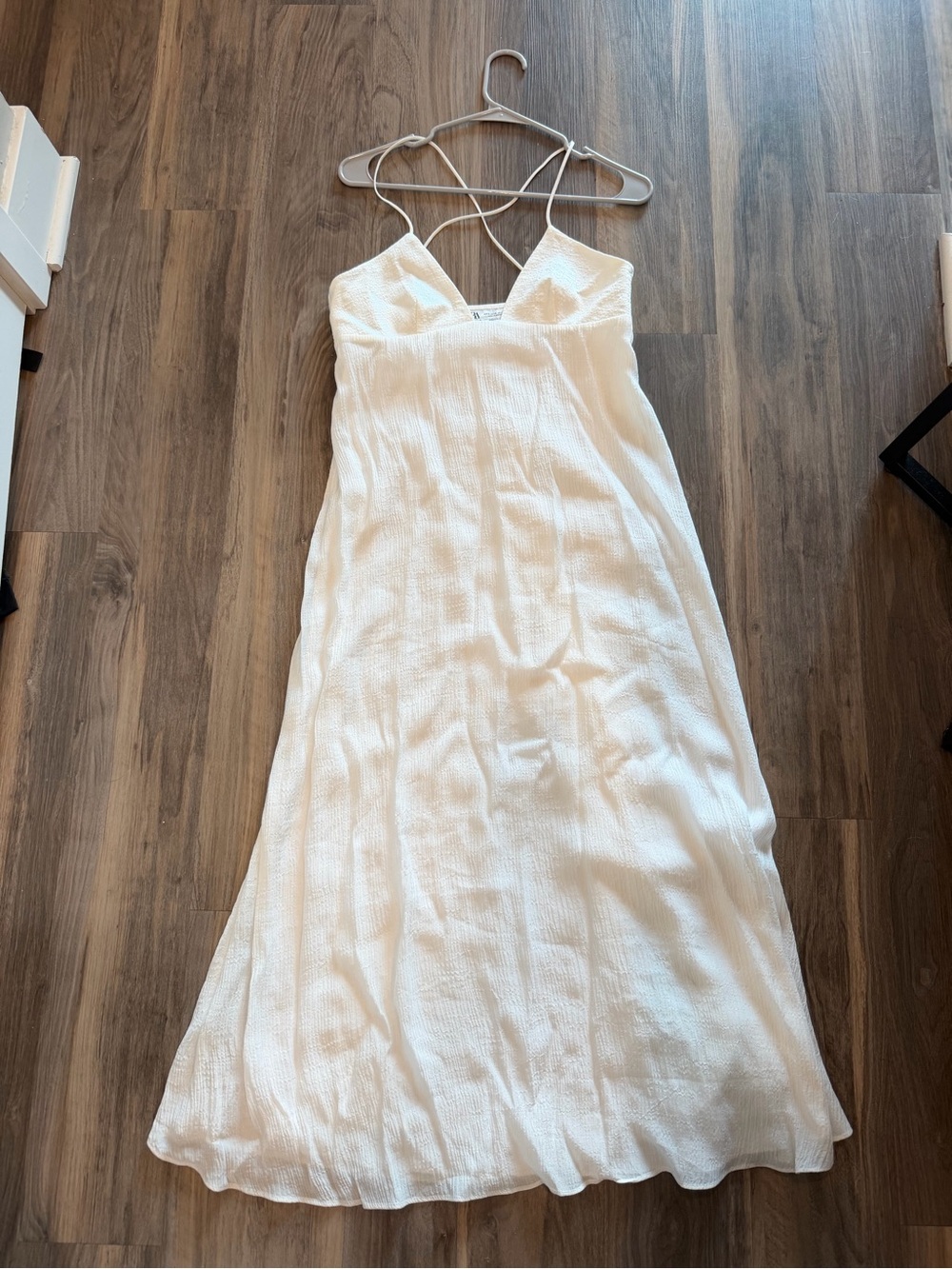 Zara White Crisscross Strap Maxi Dress